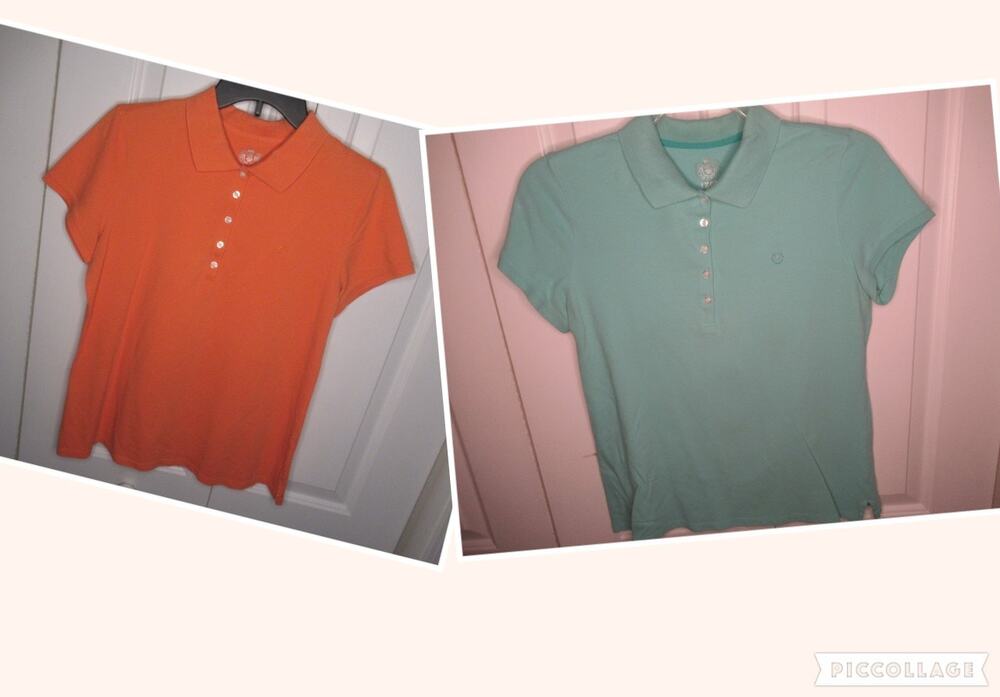 Pair of Izod Mint Green and Orange Polo Shirts